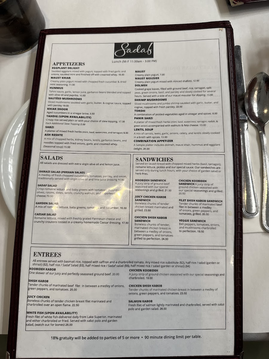 Menu Sadaf Restaurant-1